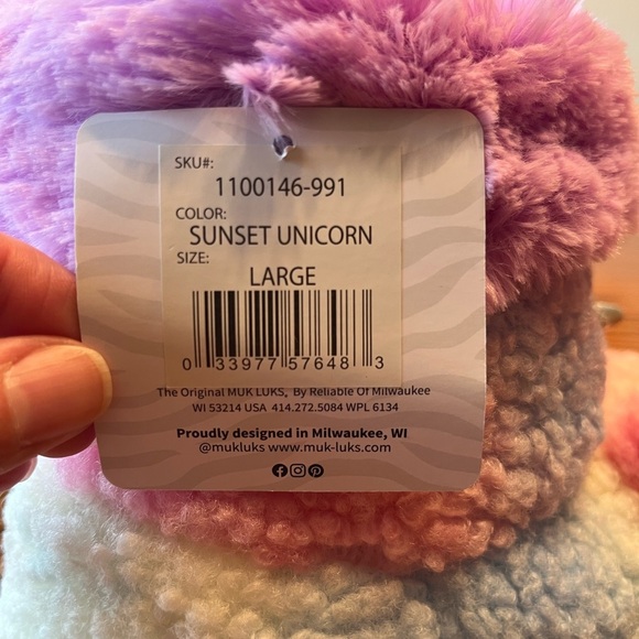 Muk Luks Summer Sunset Pink/Purple Unicorn Slippers Little Girls Size 1-2 - Picture 12 of 13